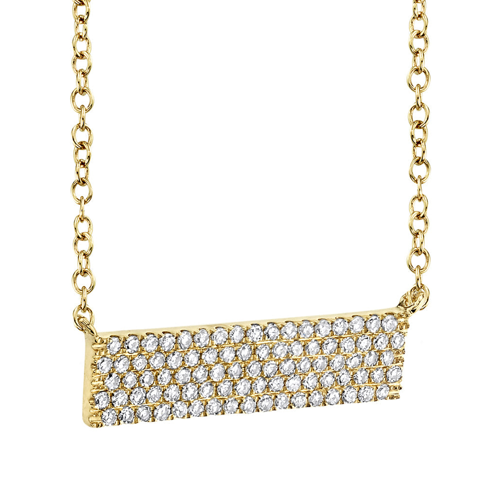 0.25CT 14K Y/G DIAMOND PAVE BAR NECKLACE