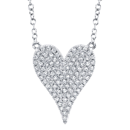 0.21CT 14K W/G DIAMOND PAVE HEART NECKLACE