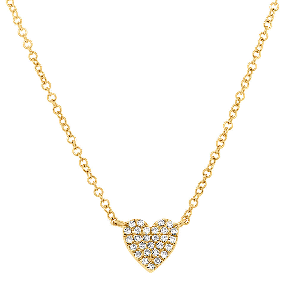 0.09CT 14K Y/G DIAMOND PAVE HEART NECKLACE