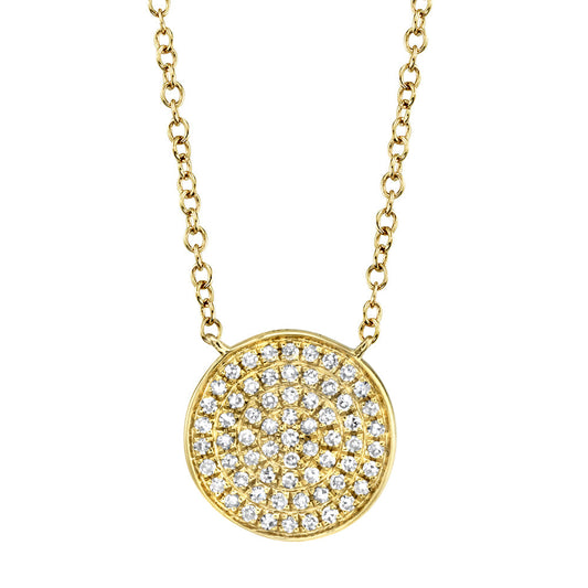 0.15CT 14K Y/G DIAMOND PAVE CIRCLE NECKLACE