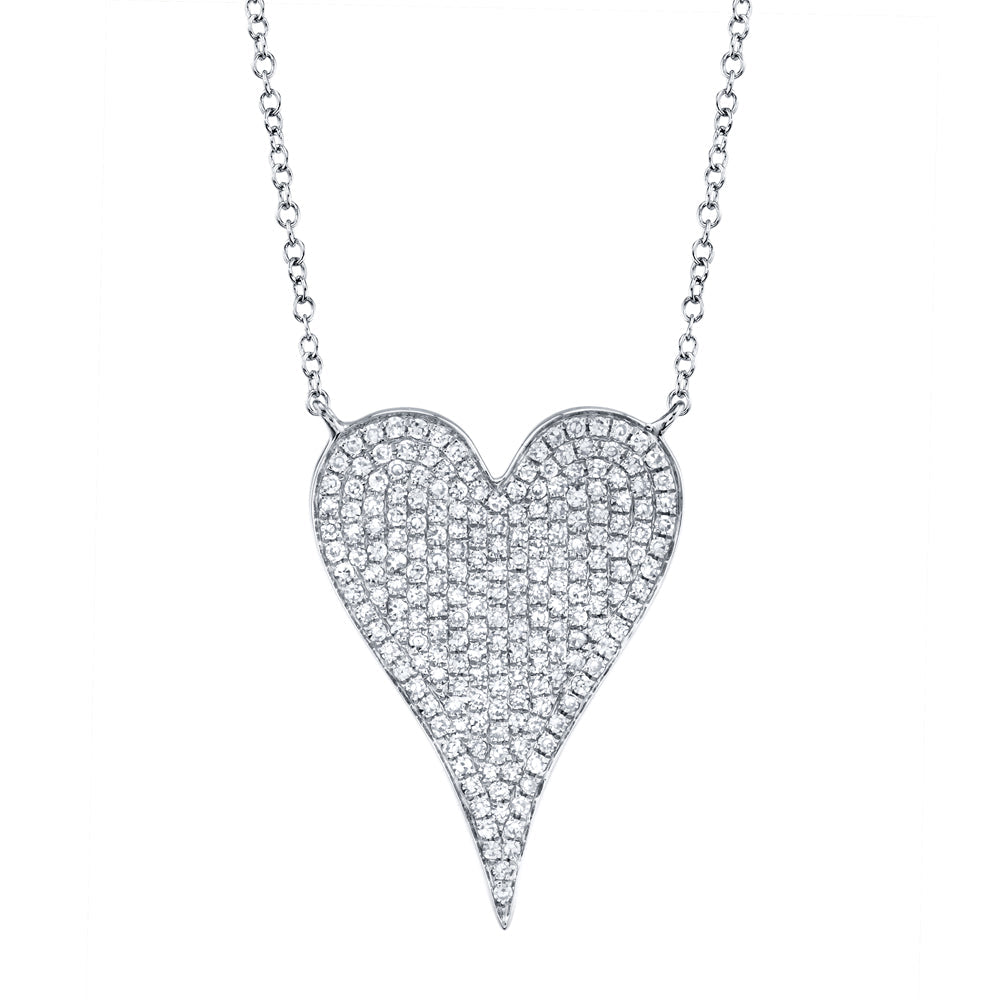 0.43CT 14K W/G DIAMOND PAVE HEART NECKLACE