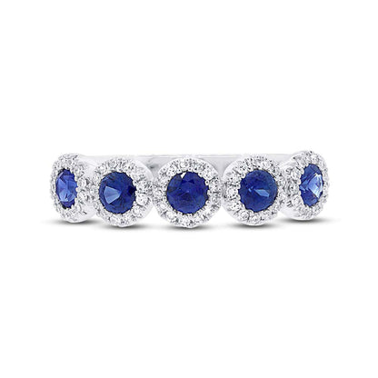 0.20CT DIAMOND & 0.70CT BLUE SAPPHIRE 14K W/G BAND SZ 6