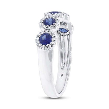 0.20CT DIAMOND & 0.70CT BLUE SAPPHIRE 14K W/G BAND SZ 6