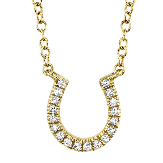0.06CT 14K Y/G DIAMOND HORSESHOE NECKLACE