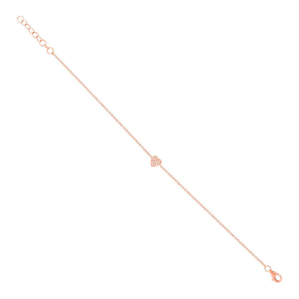 0.04CT 14K R/G DIAMOND PAVE HEART BRACELET