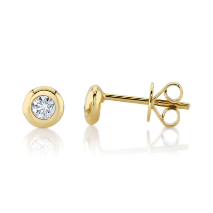 0.22CT 14K Y/G DIAMOND BEZEL STUD EARRING