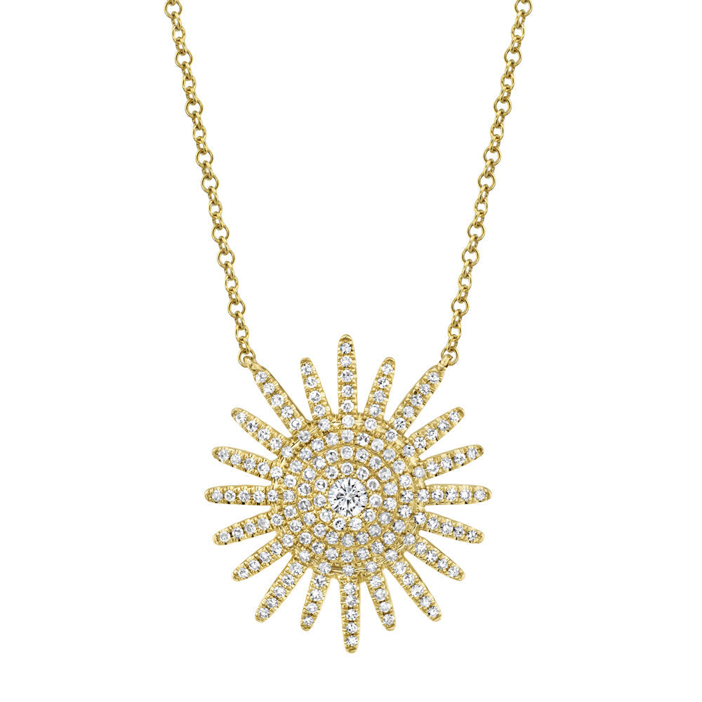 0.43CT 14K Y/G DIAMOND STARBURST NECKLACE