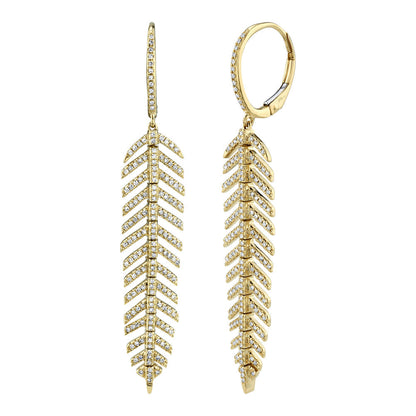0.60CT 14K Y/G DIAMOND FEATHER EARRING