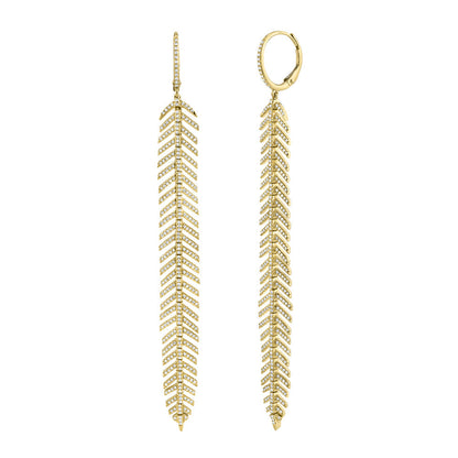 1.43CT 14K Y/G DIAMOND FEATHER EARRING