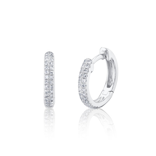 0.12CT 14K W/G DIAMOND PAVE HUGGIE EARRING