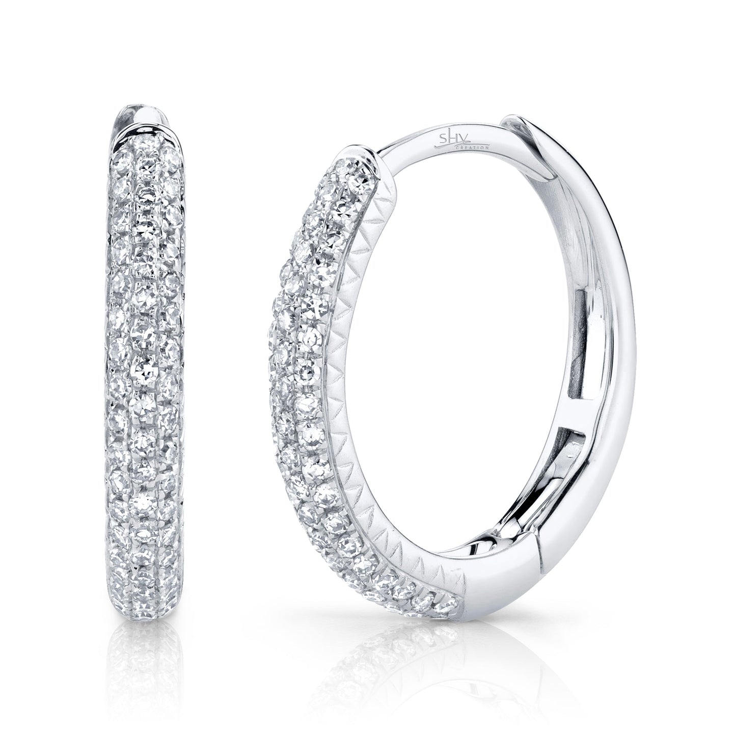0.21CT 14K W/G DIAMOND PAVE HOOP EARRING