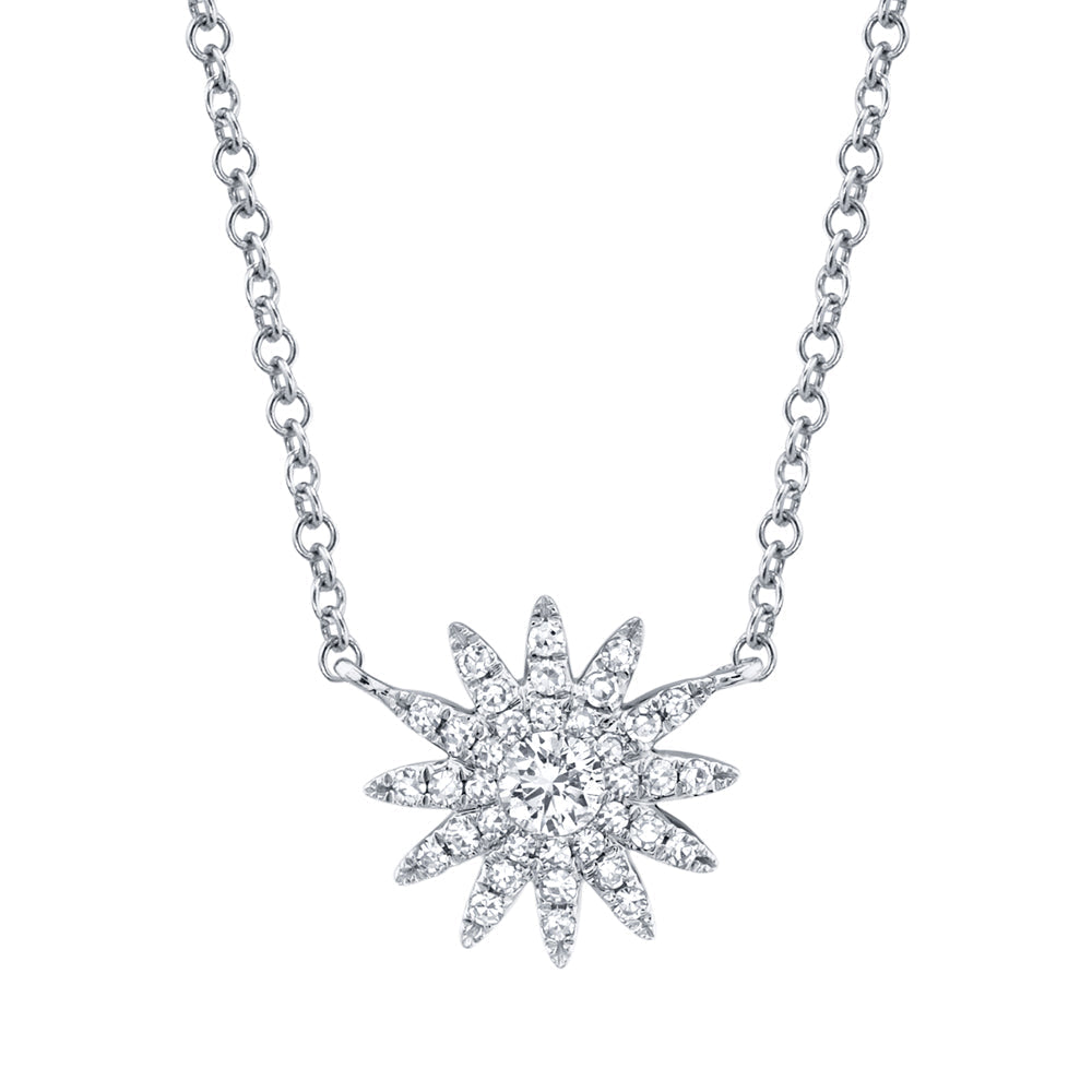 0.15CT 14K W/G DIAMOND STARBURST NECKLACE