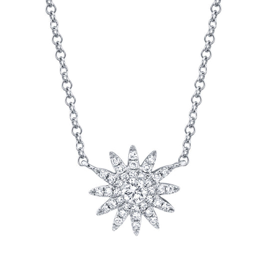 0.15CT 14K W/G DIAMOND STARBURST NECKLACE