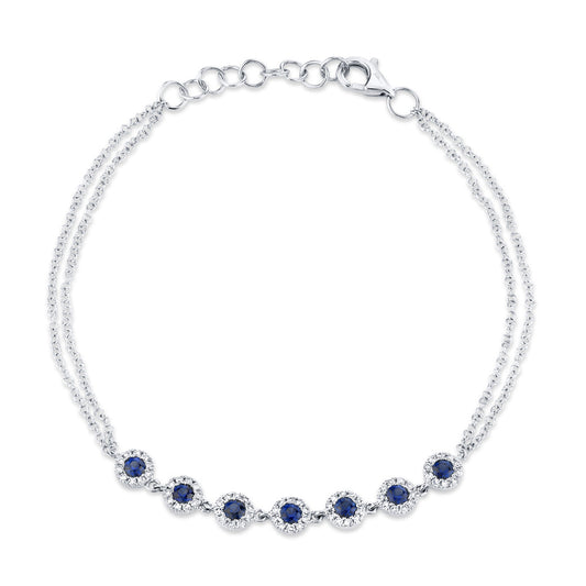 0.21CT DIAMOND & 0.53CT BLUE SAPPHIRE 14K W/G BRACELET