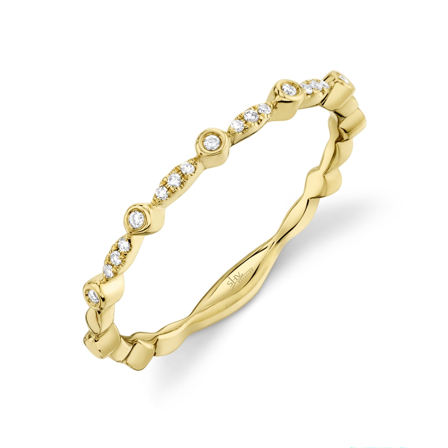 0.06CT 14K Y/G DIAMOND LADY'S BAND SZ 6