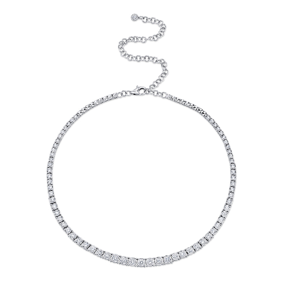 4.39CT 14K W/G DIAMOND TENNIS NECKLACE