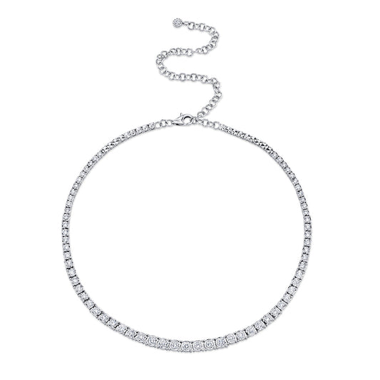 4.39CT 14K W/G DIAMOND TENNIS NECKLACE