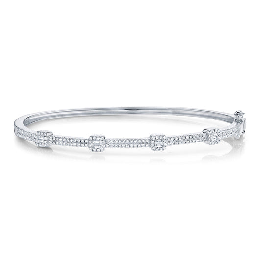 0.52CT 14K W/G DIAMOND BAGUETTE BANGLE