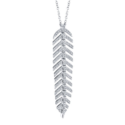 0.29CT 14K W/G DIAMOND FEATHER NECKLACE