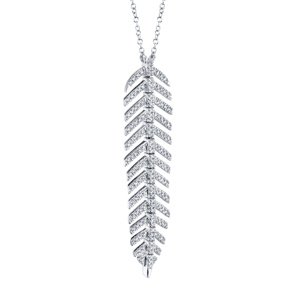 0.29CT DIAMOND 'Phoenix' FEATHER Pendant NECKLACE