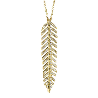 0.29CT 14K Y/G DIAMOND FEATHER NECKLACE