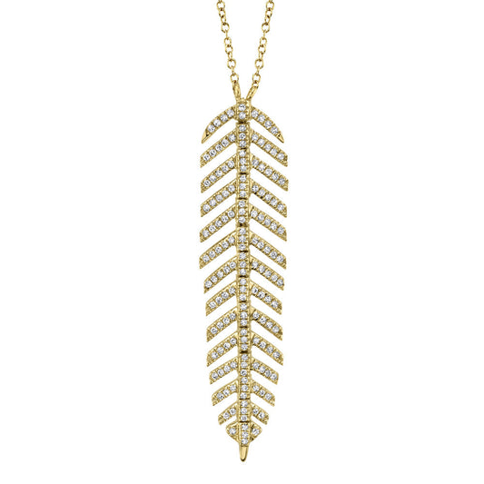 0.29CT 14K Y/G DIAMOND FEATHER NECKLACE