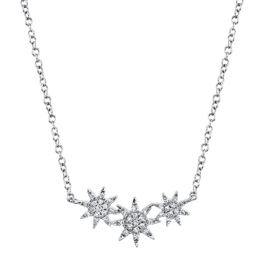 0.09CT 14K W/G DIAMOND STAR NECKLACE