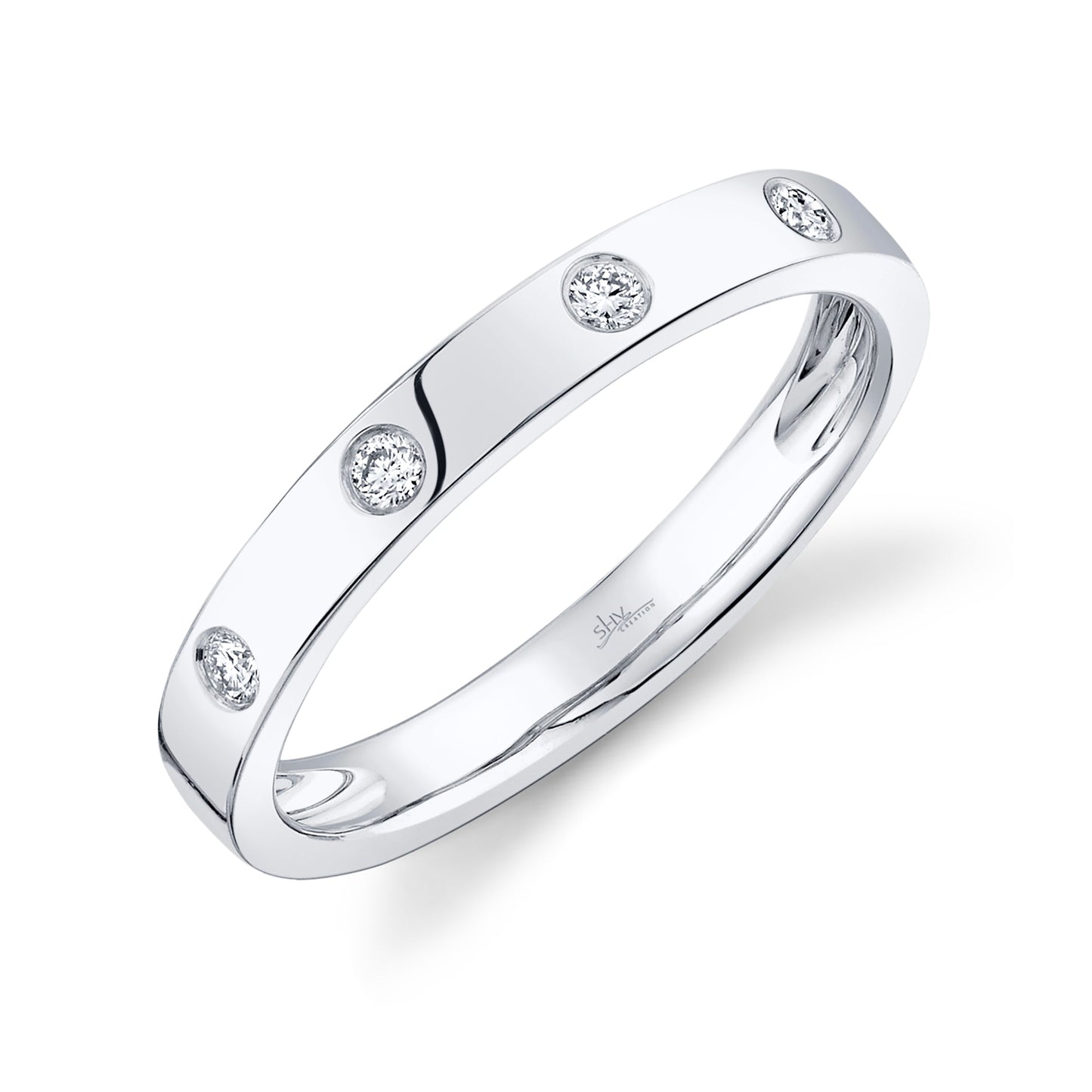0.09CT 14K W/G DIAMOND LADY'S BAND SZ 6