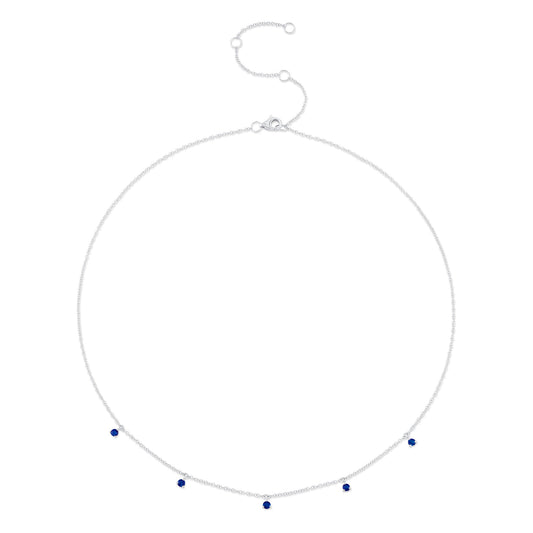 0.35CT 14K W/G BLUE SAPPHIRE NECKLACE