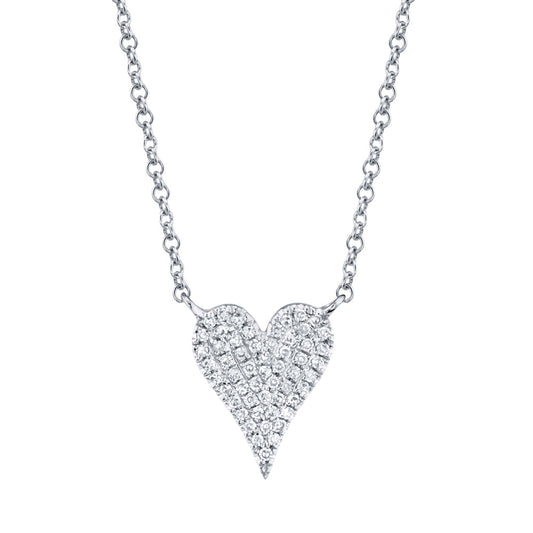 0.11CT 14K W/G DIAMOND PAVE HEART NECKLACE