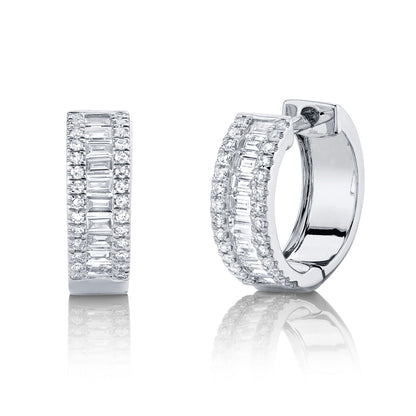 0.49CT 14K W/G DIAMOND BAGUETTE HUGGIE EARRING
