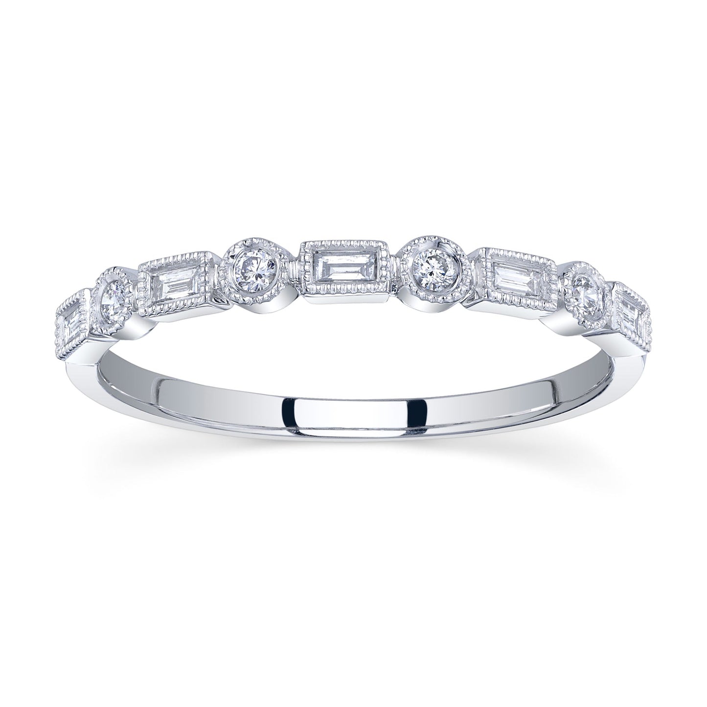 0.14CT 14K W/G DIAMOND BAGUETTE BAND