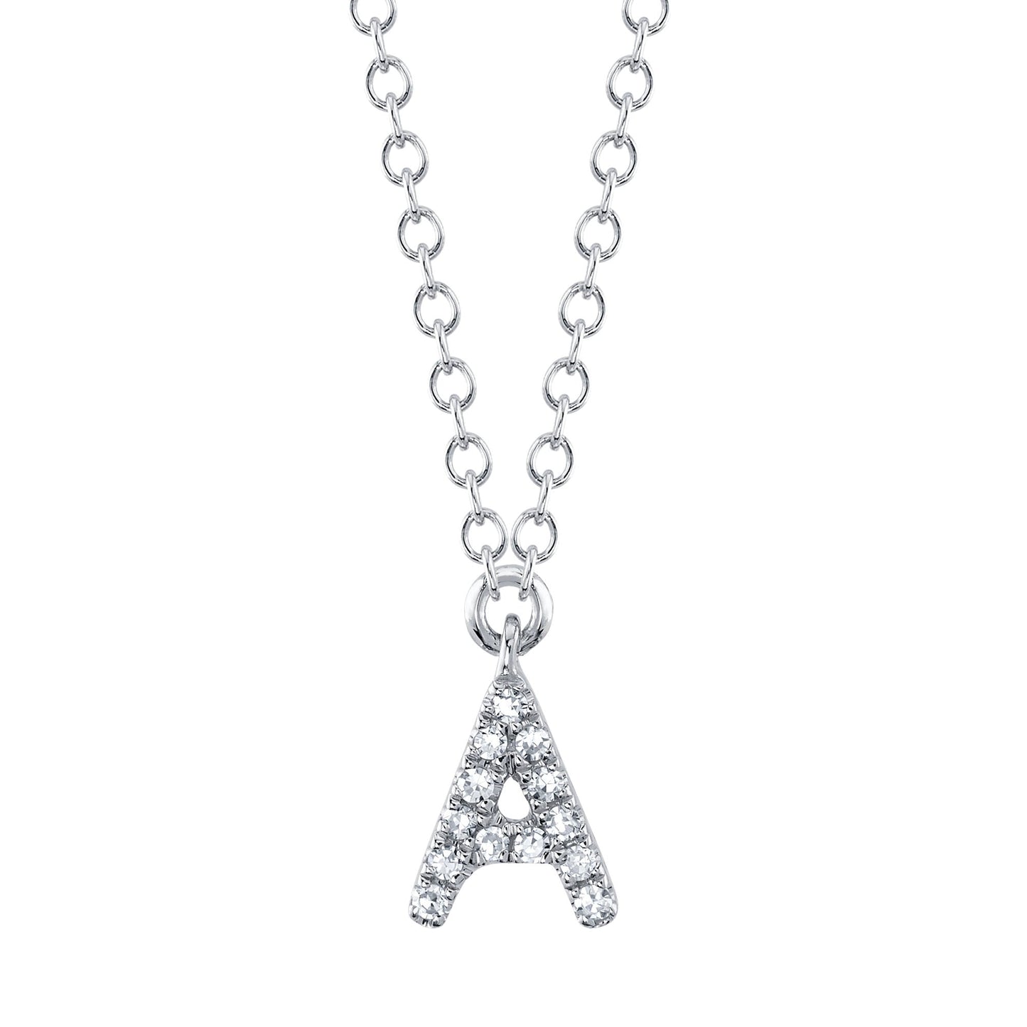 0.04CT 14K W/G DIAMOND NECKLACE - INITIAL A