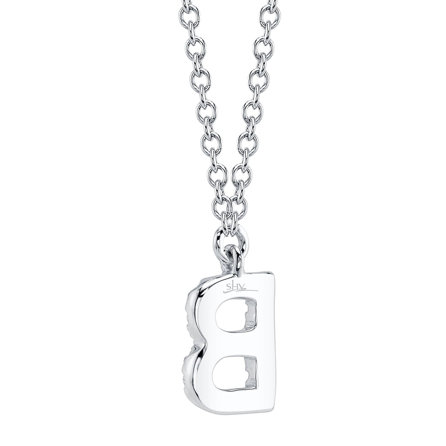0.06CT 14K W/G DIAMOND NECKLACE - INITIAL B
