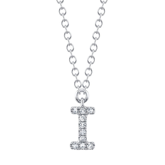 0.03CT 14K W/G DIAMOND NECKLACE - INITIAL I