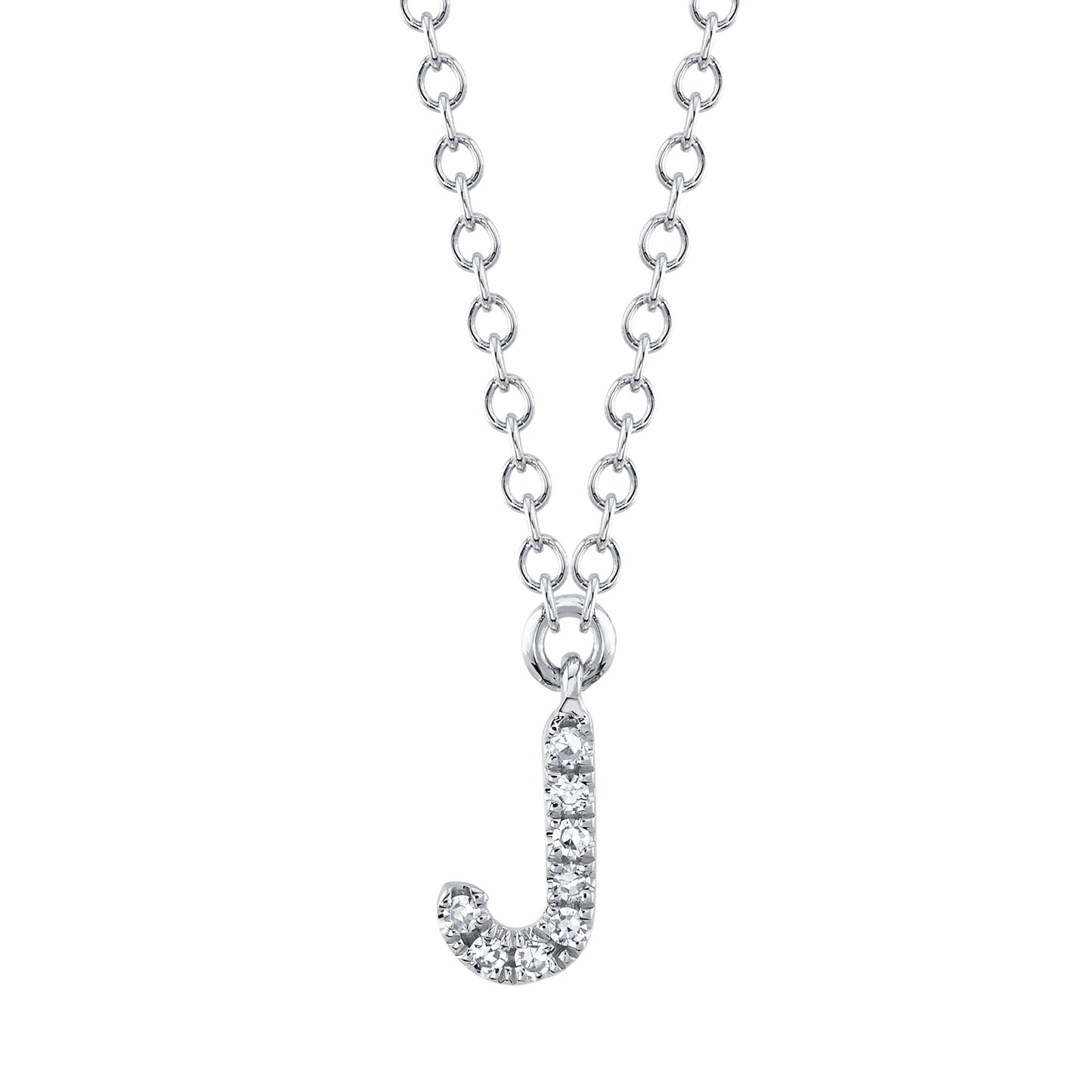 0.03CT 14K W/G DIAMOND NECKLACE - INITIAL J