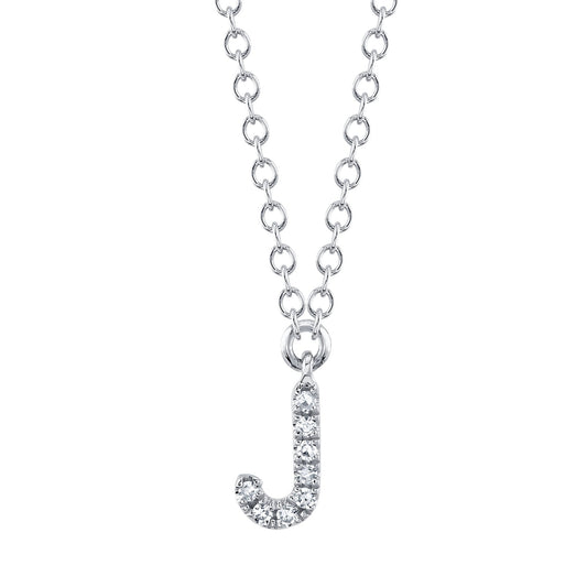 0.03CT 14K W/G DIAMOND NECKLACE - INITIAL J