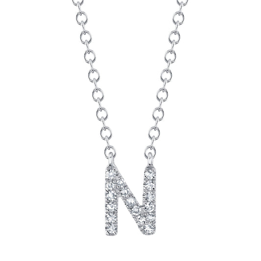 0.05CT 14K W/G DIAMOND NECKLACE - INITIAL N