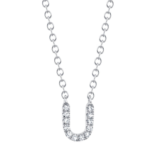 0.04CT 14K W/G DIAMOND NECKLACE - INITIAL U