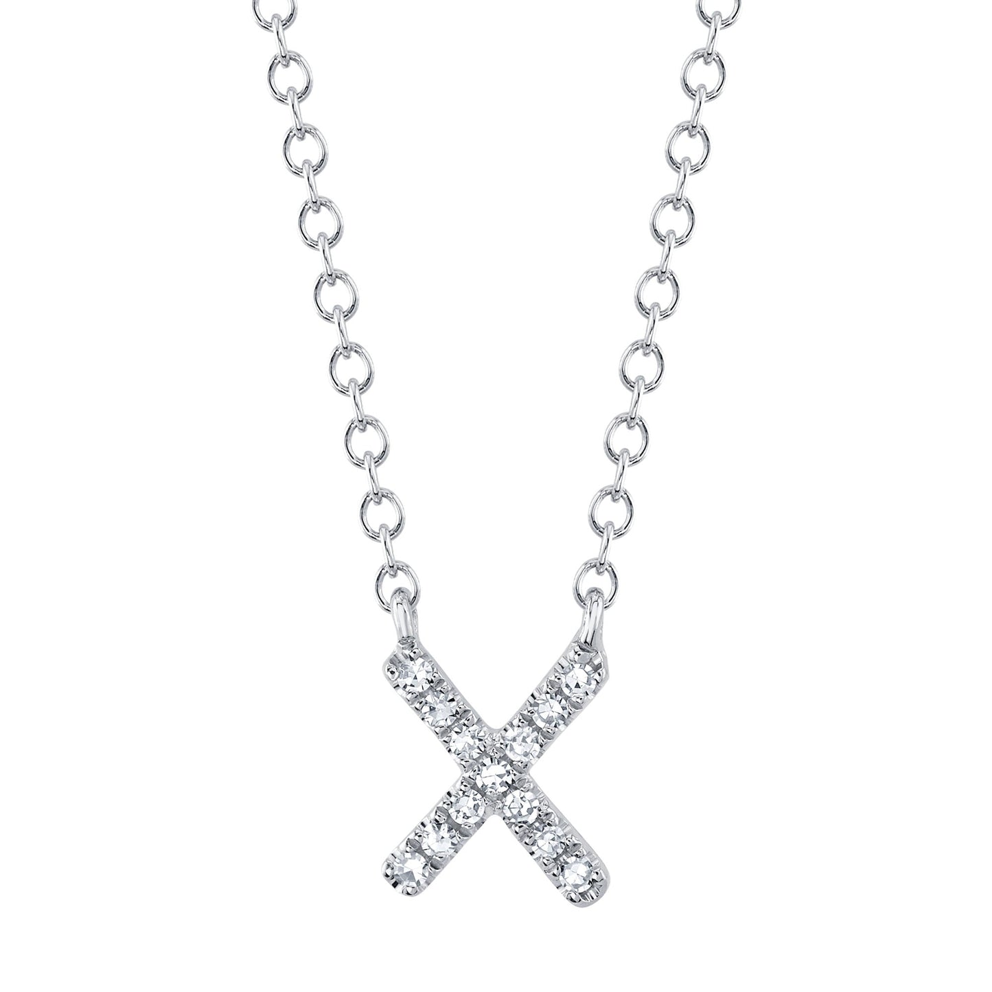 0.04CT 14K W/G DIAMOND NECKLACE - INITIAL X