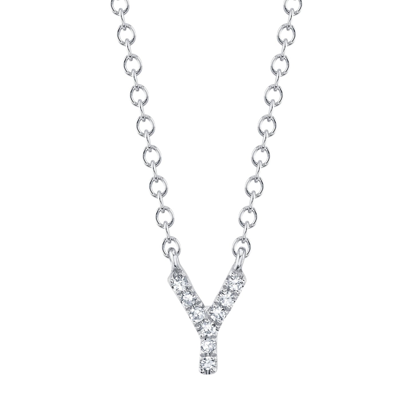 0.03CT 14K W/G DIAMOND NECKLACE - INITIAL Y
