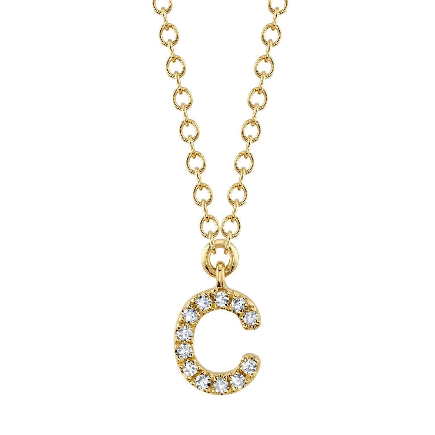 0.04CT 14K Y/G DIAMOND NECKLACE - INITIAL C