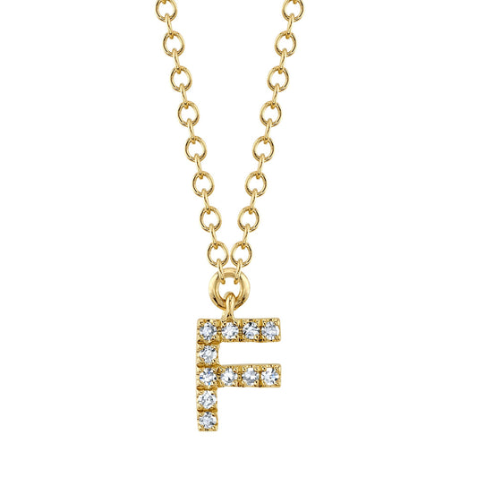 0.04CT 14K Y/G DIAMOND NECKLACE - INITIAL F