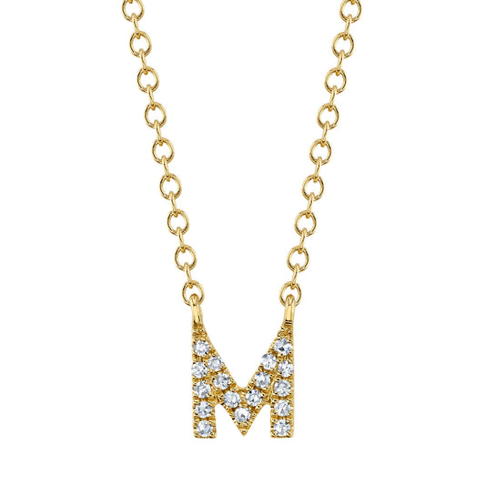 0.05CT 14K Y/G DIAMOND NECKLACE - INITIAL M