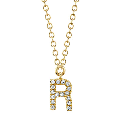 0.05CT 14K Y/G DIAMOND NECKLACE - INITIAL R