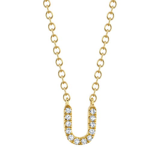 0.04CT 14K Y/G DIAMOND NECKLACE - INITIAL U