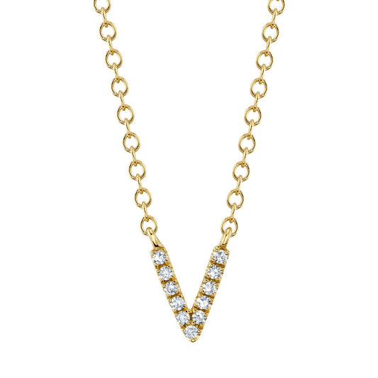 0.03CT 14K Y/G DIAMOND NECKLACE - INITIAL V