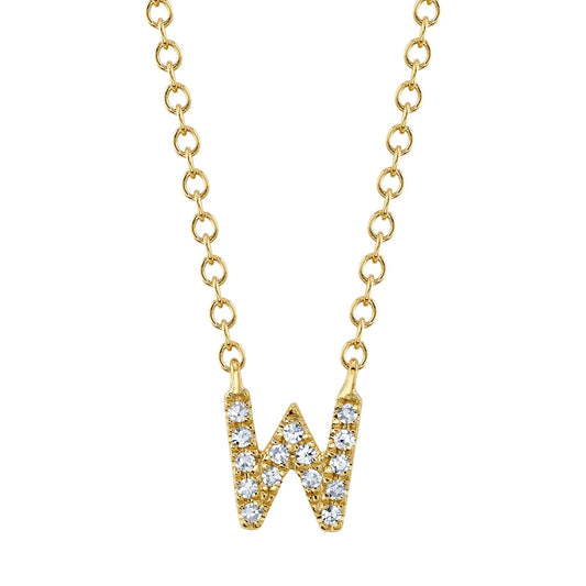 0.05CT 14K Y/G DIAMOND NECKLACE - INITIAL W
