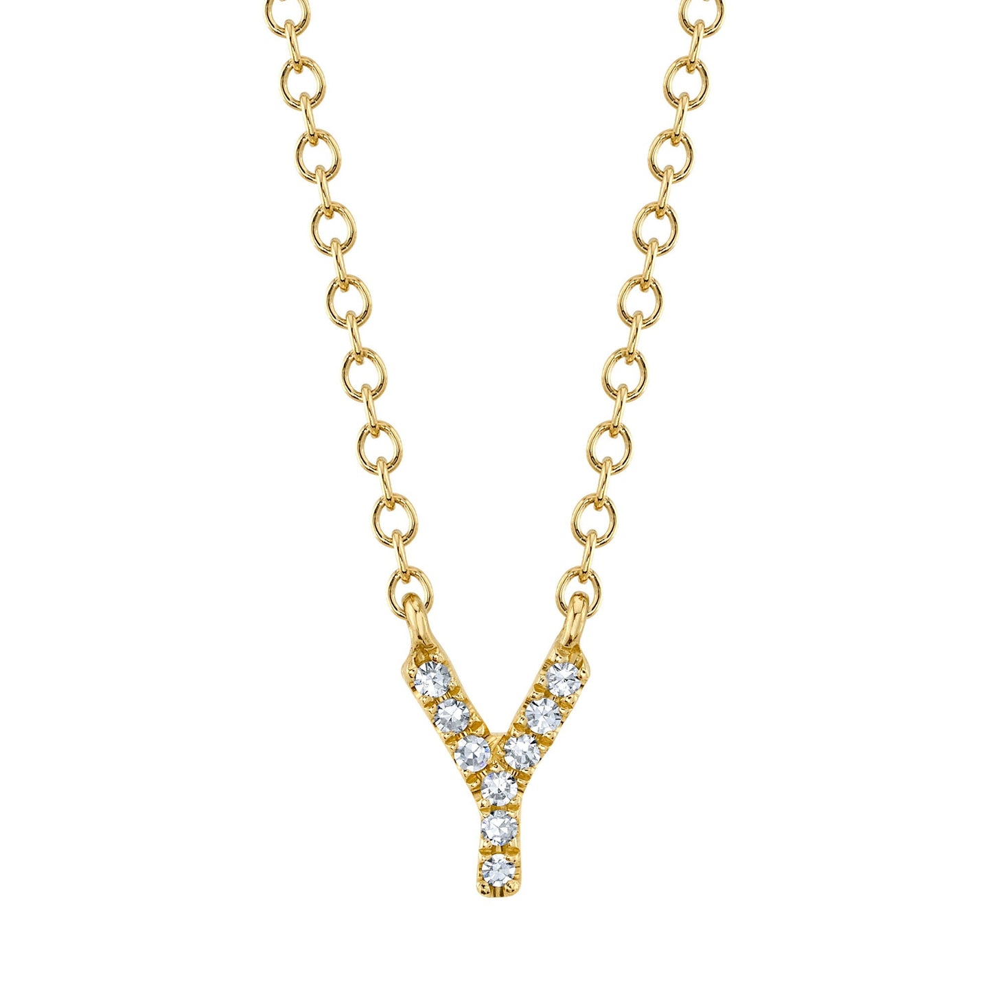 0.03CT 14K Y/G DIAMOND NECKLACE - INITIAL Y