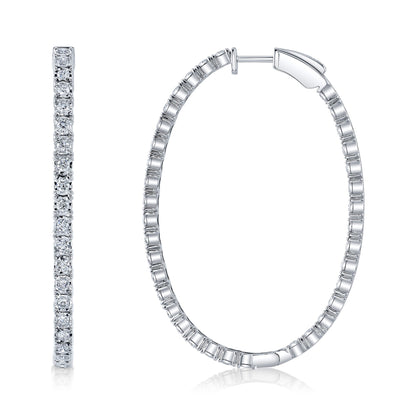 2.17CT 14K W/G DIAMOND OVAL HOOP EARRING
